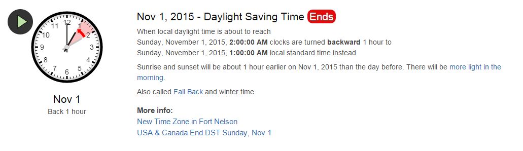 Daylight saving time ENDS
