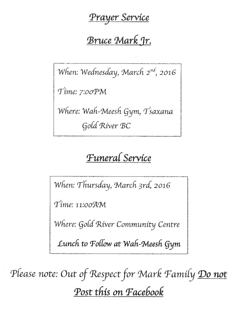 Funeral Notice Bruce Mark Jr